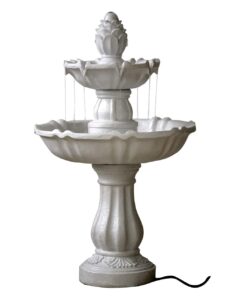 SEINHIJO Outdoor Floor Water Fountain 95cm High 2-Tier Baroque Garden Cascading Waterfall for Yard Patio Lawn Home