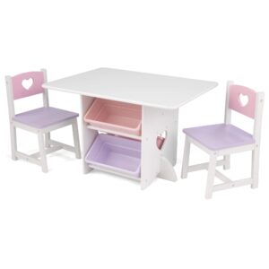 KidKraft 26913 Heart Wooden Table and 2 Chair Set with Storage Bins