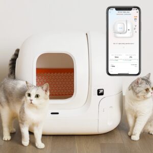 PETKIT Self Cleaning Cat Litter Tray 76L Large Capacity Automatic Clean Cat litter Box with Liners and Litter Mat & Auto Deodorizer Remote Phone Control Suitable for Most Size Cats Toilet (Pura Max)
