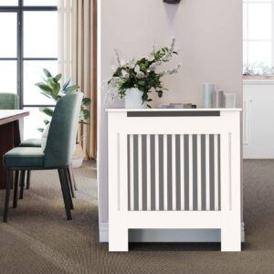High Radiator Cover Wood Cabinet: External 92cm Height White Small Heater Covers Internal Heights 90cm or 91cm Vertical Slats Modern Tall Radiators Shelf Thicken MDF Wooden Kitchen Bedroom Cabine