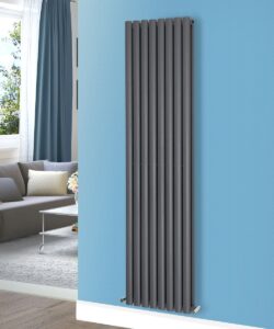 NRG Anthracite Designer Double Panel 1800x472mm Vertical Oval Column for Bathroom Living Room and Kitche