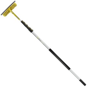 DocaPole 7-30 (2.1-9.1m) Ft Extension Pole + Dual Pivot Squeegee & Window Washer Combo / Telescopic Pole for Window Cleaning / Includes 3 Sizes of Squeegee Blades / Extension Pole for Cleaning Windows