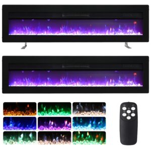 INMOZATA 178cm Electric Fire Recessed Wall Mounted Freestanding Electric Fireplace with Realistic LED Flame Effect