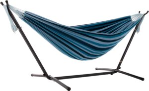 Vivere UHSDO8-34 Double Cotton Hammock with Space-Saving Steel Stand Including Carrying Bag