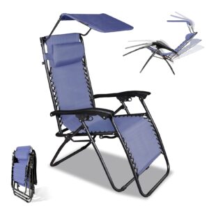 Garden Chairs Recliners Sun Lounger with Adjustable Sun Shade Canopy and headrest