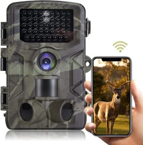 Findn WiFi Wildlife Camera 2.7K 36MP Trail Camera with No-Glow Night Vision 0.2s Motion Activated Waterproof for Garden Camera Trap and Outdoor Nature Wildlife Scouting with 16GB Micro SD Card