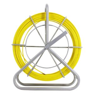 IRSCorp 1/4" 500FT Cable Duct Rodder Steel Reel Stand with Brake Fiberglass Fish Tape Continuous Reel Wire Cable Running Cable Puller Running Rod Duc