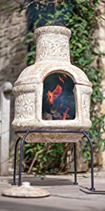 La Hacienda Clay Chimenea Star Flower S w/ Grill