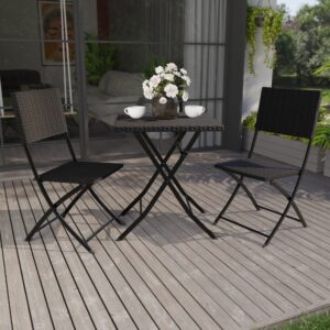Garden Vida Capri 2 Seater Rattan Bistro Set Outdoor Garden Patio Balcony Furniture 3 Pcs (Black)