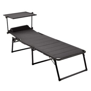 Amazon Basics Aluminium Folding Three-Legged Sun Lounger with Canopy