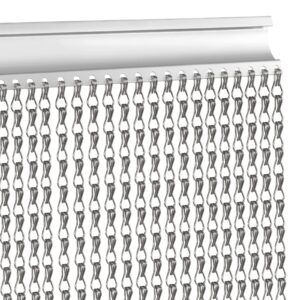 VerRich Grey 90 x 200cm Aluminium Chain Curtain Door Fly Screens Metal Fly Curtain Insect Blinds Pest Control