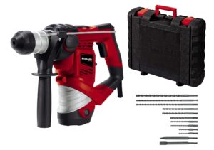 Einhell TC-RH 900 Rotary Hammer Drill Kit Including 12-Piece Drill & Chisel Set | SDS Plus 3-in-1 Drill - Drilling / Pneumatic Impact Drilling / Chiselling | 900W