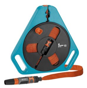 GARDENA Classic roll-fix flat hose 15 with cassette: Space-saving hose cassette with water hose (Ø 12 mm in cassette)