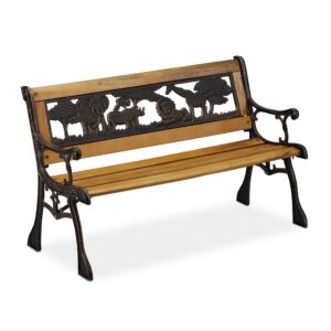Relaxdays Children's Garden Bench Africa Animal Motif 50 kg Load