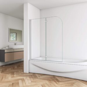 Biubiubath 900x1400mm Hinged 2 Glass Over Bath Shower Door Panel Folding Screen Reversible Nano