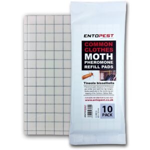 Entopest 10 Pack Pheromone Pads for Common Clothes Moth - Replacement Refill for Room & Wardrobe Hanger Control Traps (Tineola bisselliella)