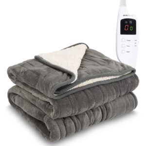 MONHOUSE Heated Throw - Electric Blanket - Digital Controller - Timer up to 9 hours