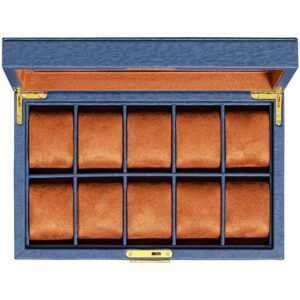 ROTHWELL 10 Slot Leather Watch Box - Luxury Watch Case Display Organizer