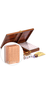  Professional Chinese Mahjong Set, “Champagne Gold” with Wooden Veneer Case
