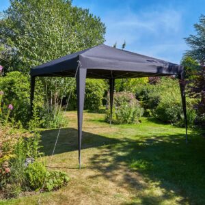 Home Source Pop Up Gazebo 3m x 3m Outdoor Garden Marquee Tent Easy Up Black With Carry Bag