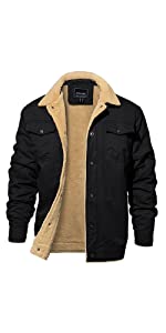 mens jacket cargo casual winter fleece thick jacket coat