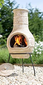 La Hacienda Chimenea Fire Outdoor Garden Patio Cooking Wood Log Party Handmade Handpainted Stand