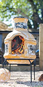 La Hacienda Clay Chimenea Circles Small w/ Grill