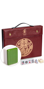  Professional Chinese Mahjong Game Set, “Double Happiness” (Green)