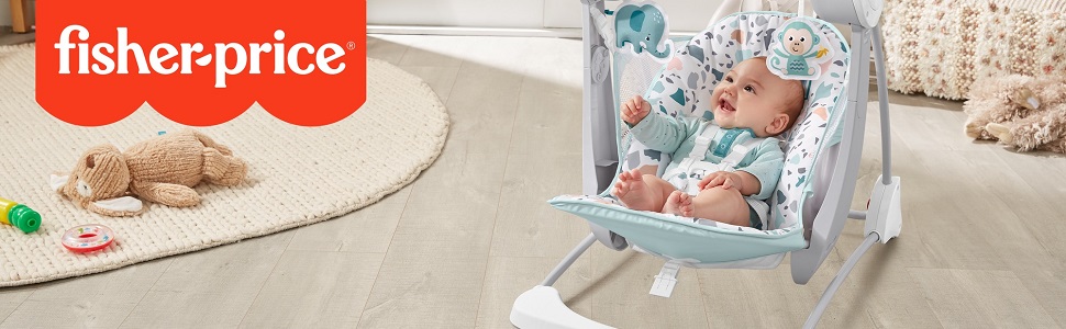 ​Fisher-Price Deluxe Take-Along Swing & Seat - Pacific Pebble portable swing and stationary chair