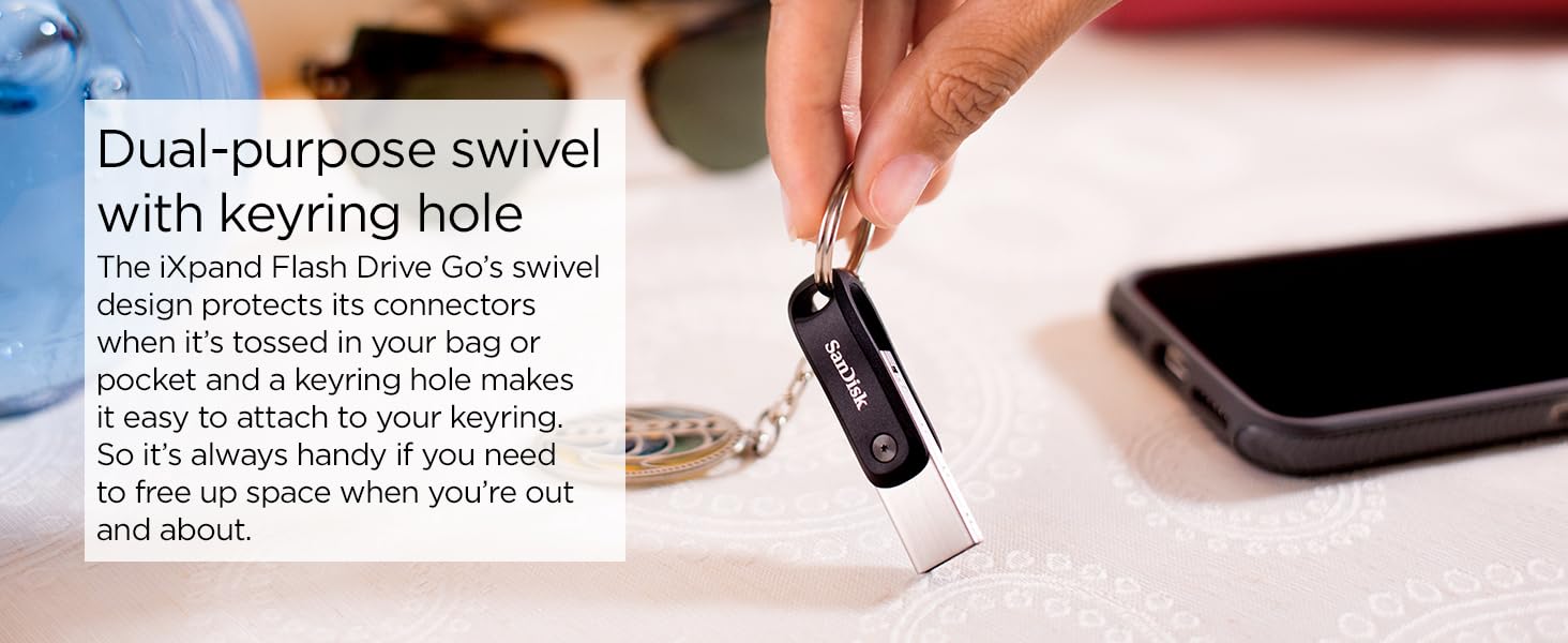 dual purpose; swivel; keyring