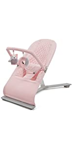 pink gravity bouncer at 3 quarter angle with toy bar