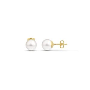 Amberta Allure Women 9 Ct Yellow Gold Cultured Pearl Stud Earrings