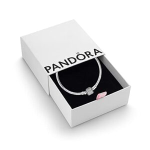 Pandora Moments Women's Sterling Silver Sparkling Pavé Clasp Snake Chain Bracelet for Charms