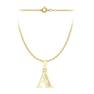 Carissima Gold Women's 9 ct Yellow Gold Cubic Zirconia Initial A-Z Pendant on 9 ct Yellow Gold 0.4 mm Prince of Wales Chain Necklace of Length 46 cm/18 Inch