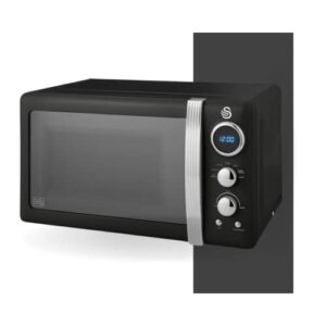 Swan Retro LED Digital Microwave Black