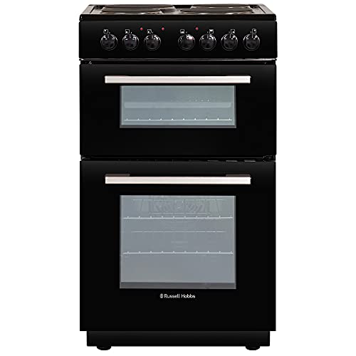 Russell Hobbs RH50ETCEH2001B Black 85L Freestanding 50cm Wide Fan Assisted Electric Cooker with Double Oven