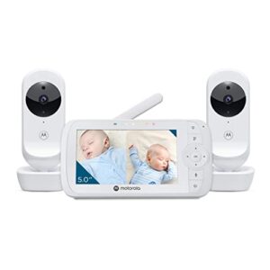 Motorola VM35-2 / Ease 35 Twin Baby Monitor with 2 Cameras 5.0 Inch Video Baby Monitor Display Split Screen Display Night Vision TwoWay Communication Lullabies Zoom Room Temperature