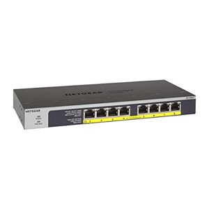 NETGEAR PoE Switch 8 Port Gigabit Ethernet Unmanaged Network Switch (GS108LP) - with 8 x PoE+ @ 60 W Upgradeable