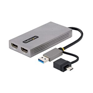 StarTech.com USB 3.0 or USB-C to Dual HDMI Adapter for Windows & macOS