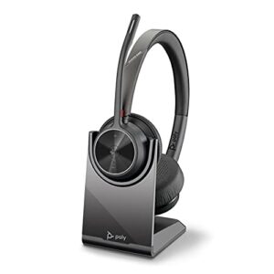 Poly - Voyager 4320 UC Wireless Headset + Charge Stand (Plantronics) - Headphones w/ Mic - Connect to PC/Mac via USB-A Bluetooth Adapter