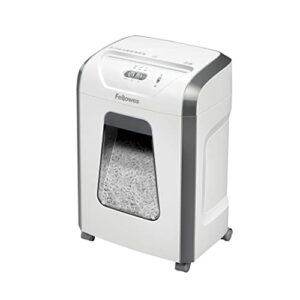 Fellowes Paper Shredder for Home Office Use - 12 Sheet Cross Cut Paper Shredder for Deskside Use - Powershred FS-12C Home Shredder with 19L Pull-out Bin - High Security P4 - White - Amazon Exclusive