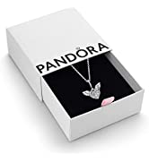 Pandora Signature Women's Sterling Silver Pavé Circle Collier Pendant Necklace, 45cm, With Gift Box