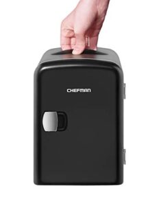 Chefman Portable Black Personal Mini Fridge Cools Or Heats & Provides Compact Storage For Skincare