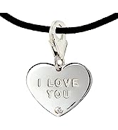 Lucchetta - Charm Pendant with Heart 'I Love You' engraved in 925 Silver with Brilliant Cubic Zir...