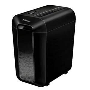 Fellowes Paper Shredder for Home Office Use - 10 Sheet Cross Cut Shredder for Home and Office Use - Deskside Shredder with 22 Litre Bin - Powershred LX65 - High Security P4 - Black