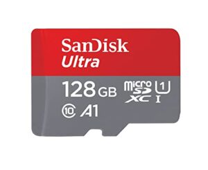 SanDisk 128GB Ultra microSDXC card + SD adapter up to 140 MB/s with A1 App Performance UHS-I Class 10 U1