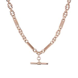 THE BLING KING 9mm Rose Gold Star & Bars Necklace with T-Bar