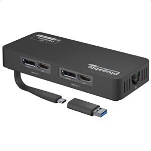 Plugable 4K DisplayPort and HDMI Dual Monitor Adapter with Ethernet for USB 3.0 and USB-C