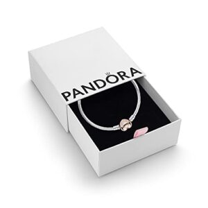 Pandora Moments Women's 14k Rose Gold-Plated and Sterling Silver Heart Clasp Snake Chain Bracelet for Charms