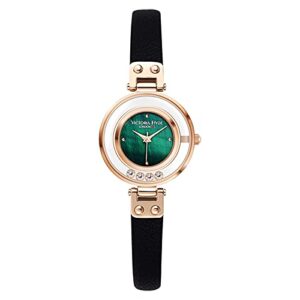 VICTORIA HYDE Women Watches Small Dial Analog Quartz Wrist Watches with Leather Strap Crystal Spark Series